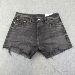 American Eagle Outfitters Black Washed Distressed Jean Shorts
